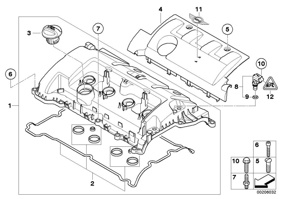 Diagram Cylinder head cover for your MINI