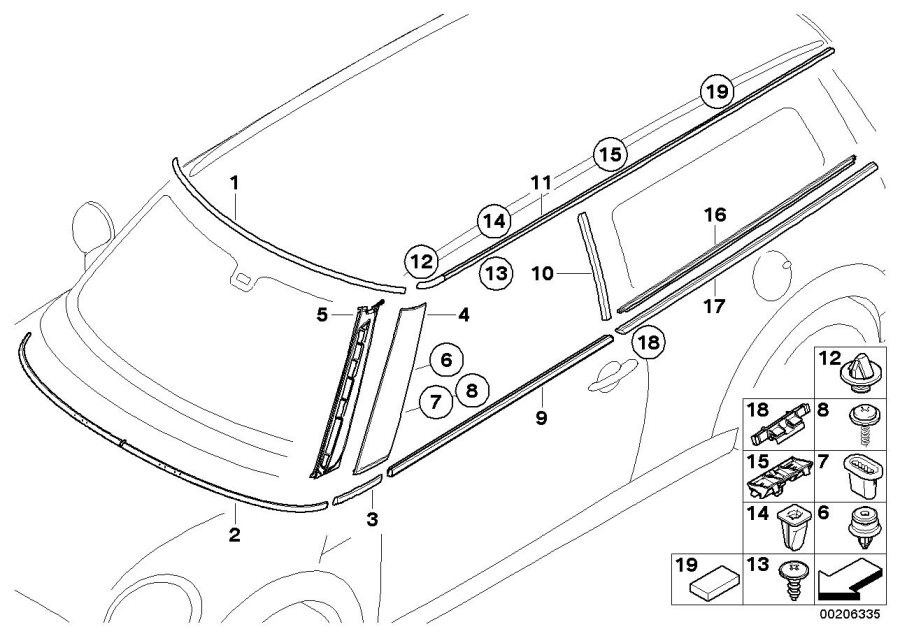 Diagram Exterior trim / grill for your MINI