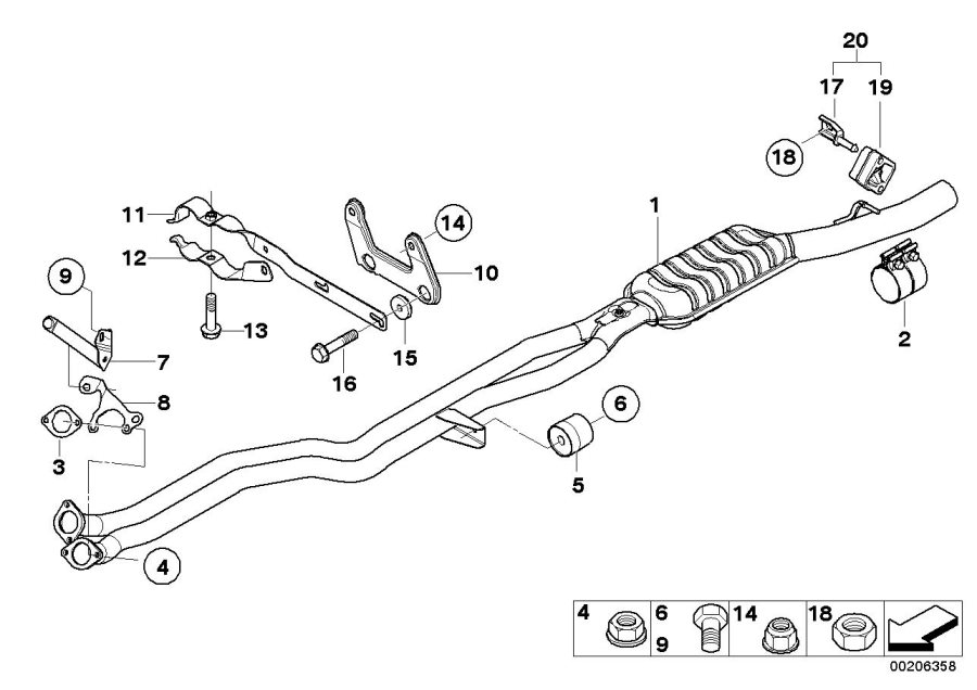 Diagram Front muffler for your 2004 BMW 530i   