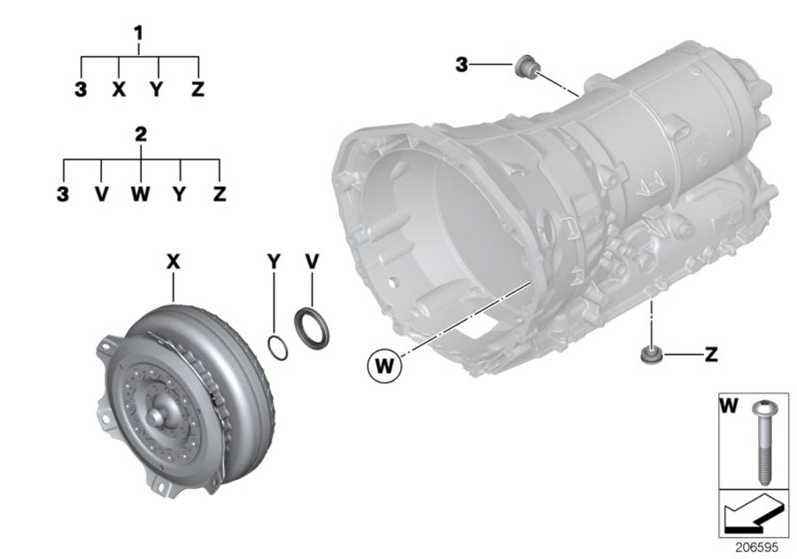 Diagram GA8HP50X torque conver./sealing elements for your BMW X3  30iX