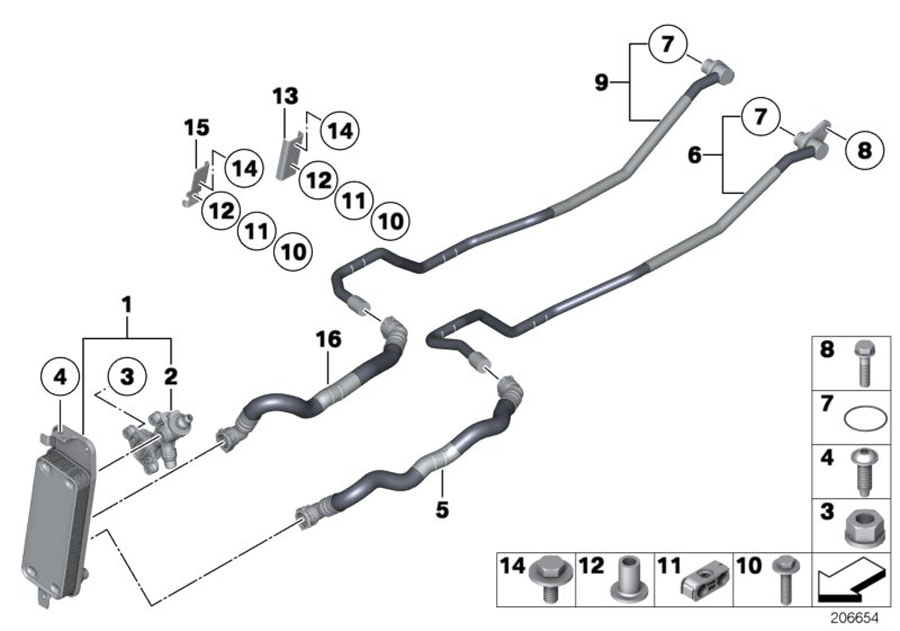 Diagram Heat exch./transmission oil cooler line for your 1988 BMW M6   