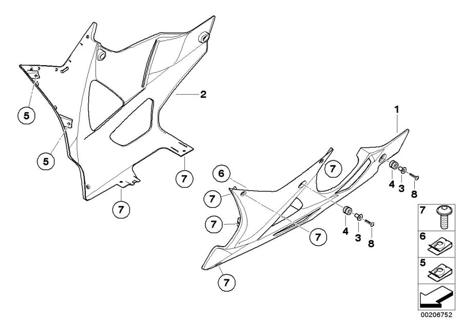 Diagram HP carbon-fiber engine spoiler for your 2008 BMW R1200RT   