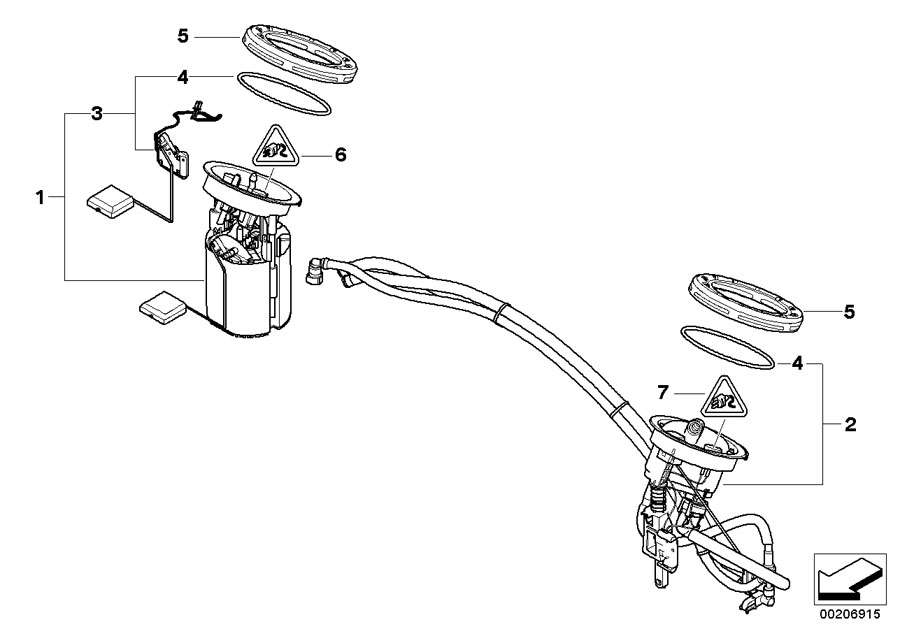 Le diagramme Filtre à carburant/pompe/capteur niveau pour votre BMW