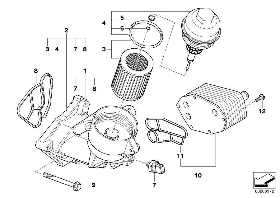 Diagram Lubricat.syst.-oil filter,heat exchanger for your 2016 BMW X1   