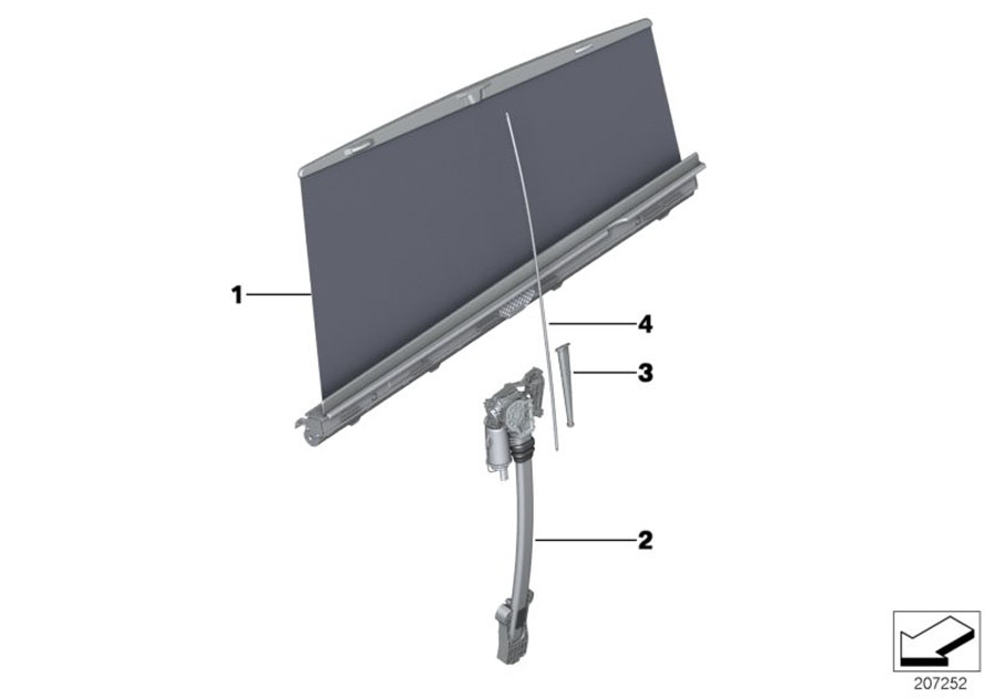 Diagram Roller sun vizor, rear door for your BMW