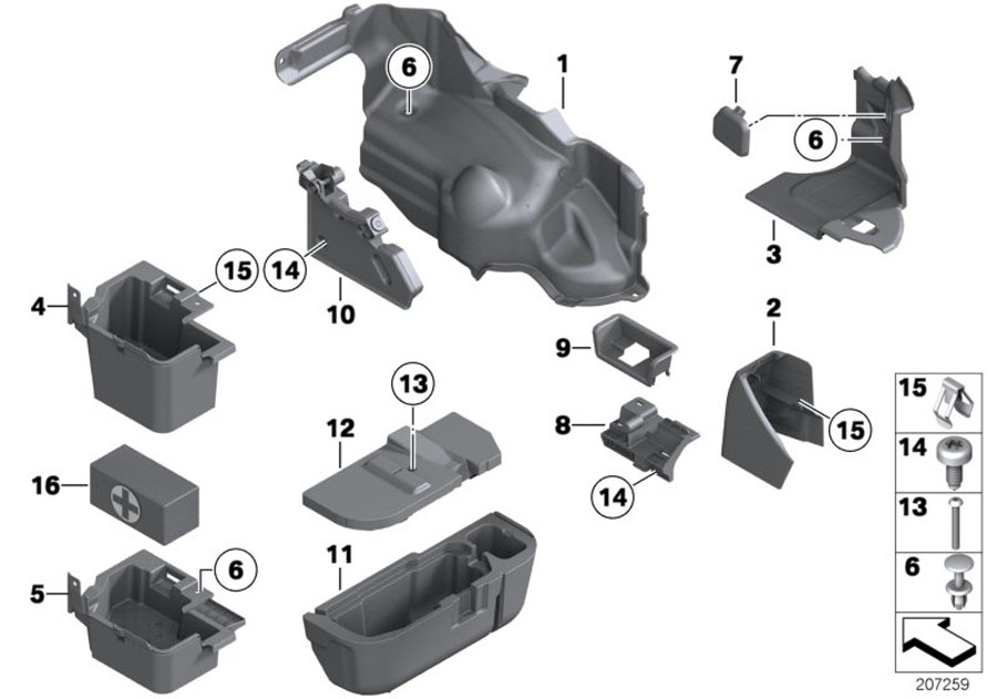 Diagram Lateral trunk floor trim panel for your BMW