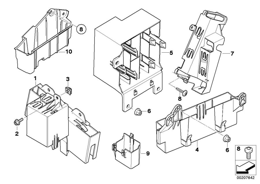 Diagram Bracket F body control units and modules for your BMW X6  