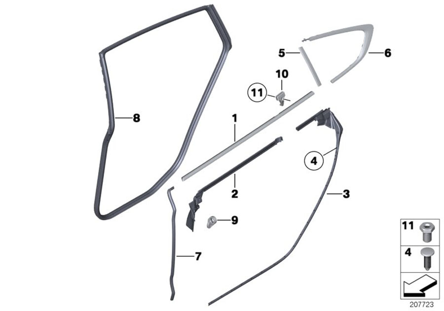 Diagram Trim and seals for door, rear for your 2008 BMW M6   