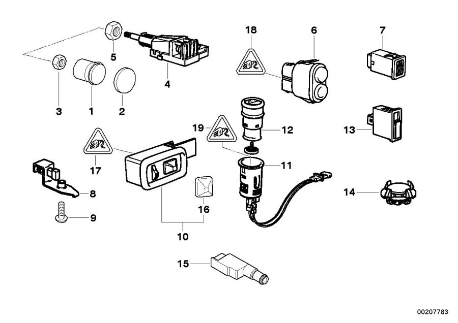 Diagram Various switches for your 2008 BMW M3   