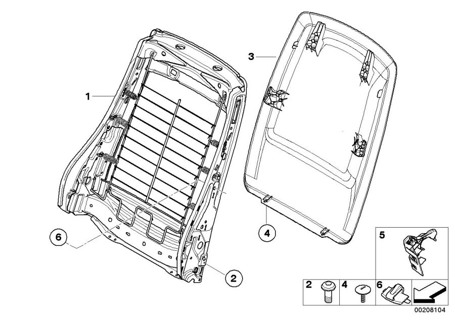 Diagram Front seat backrest FRAME/REAR panel for your 2007 BMW M6   