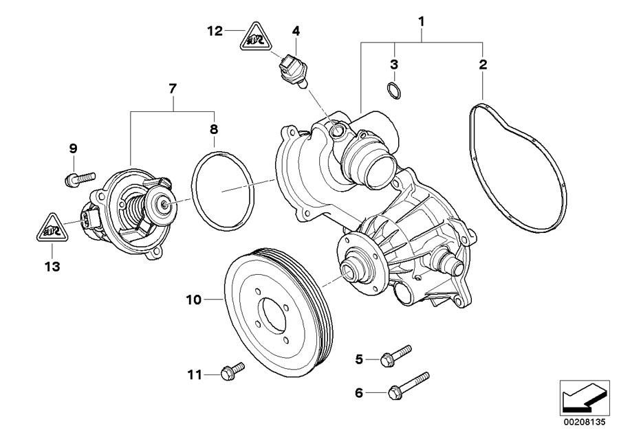 Diagram Waterpump - Thermostat for your 2005 BMW 545i   