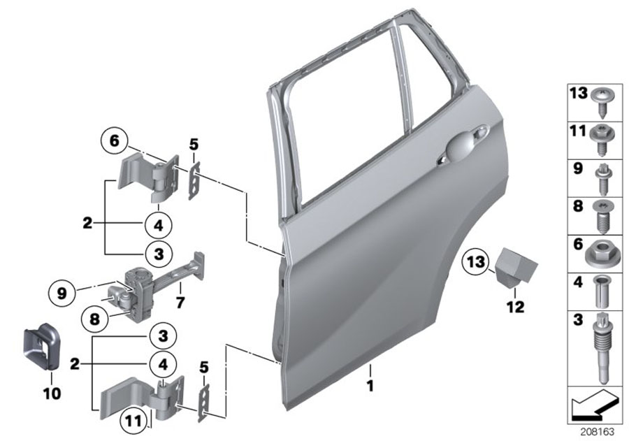 Diagram Rear door - hinge/door brake for your 2018 BMW X1   