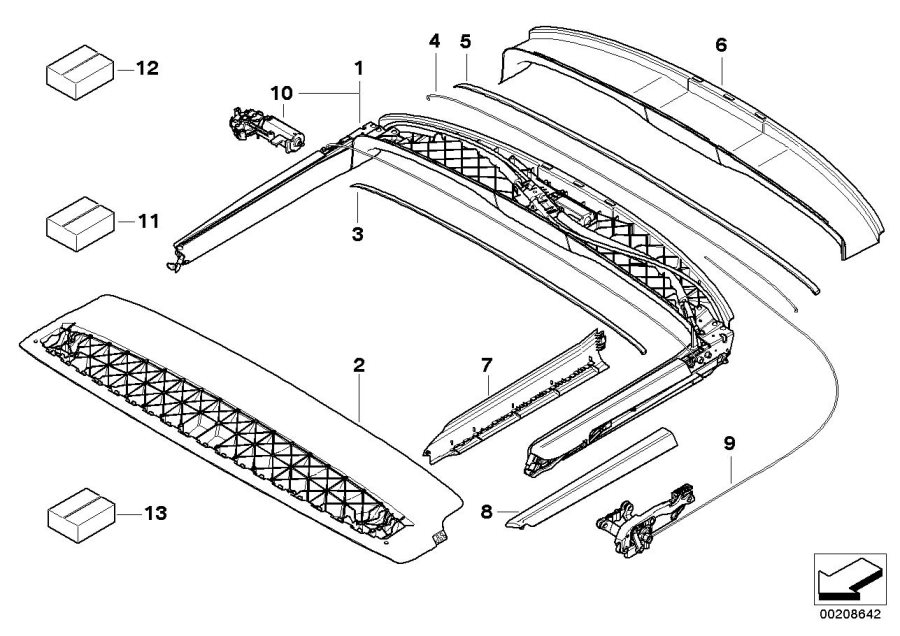 Diagram Convertible top box, front for your MINI