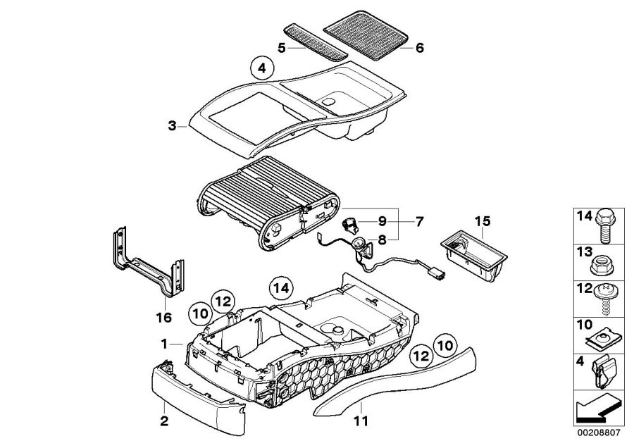 Diagram Center console, rear for your 2023 BMW M3   