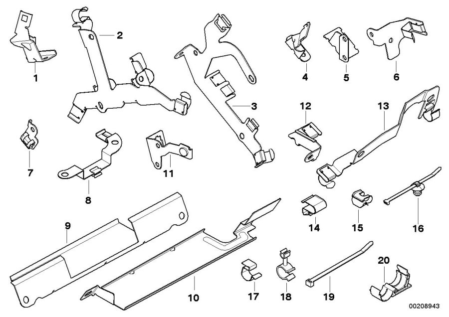 Diagram Cable Harness Fixings for your BMW