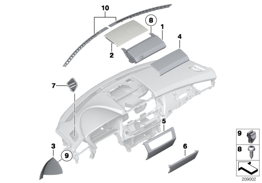 Diagram Mounting parts, I-panel, top for your 1988 BMW M6   