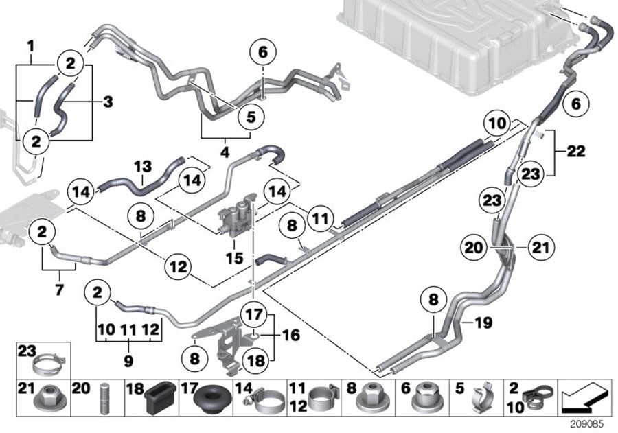 Diagram Cooling system hoses, high-voltage cool for your BMW