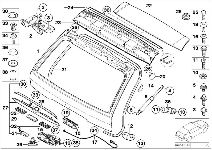 Le diagramme Couvercle de coffre AR/Lunette arrière pour votre BMW