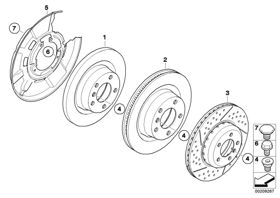 Diagram Rear wheel brake / brake disc for your 2007 BMW 535i   