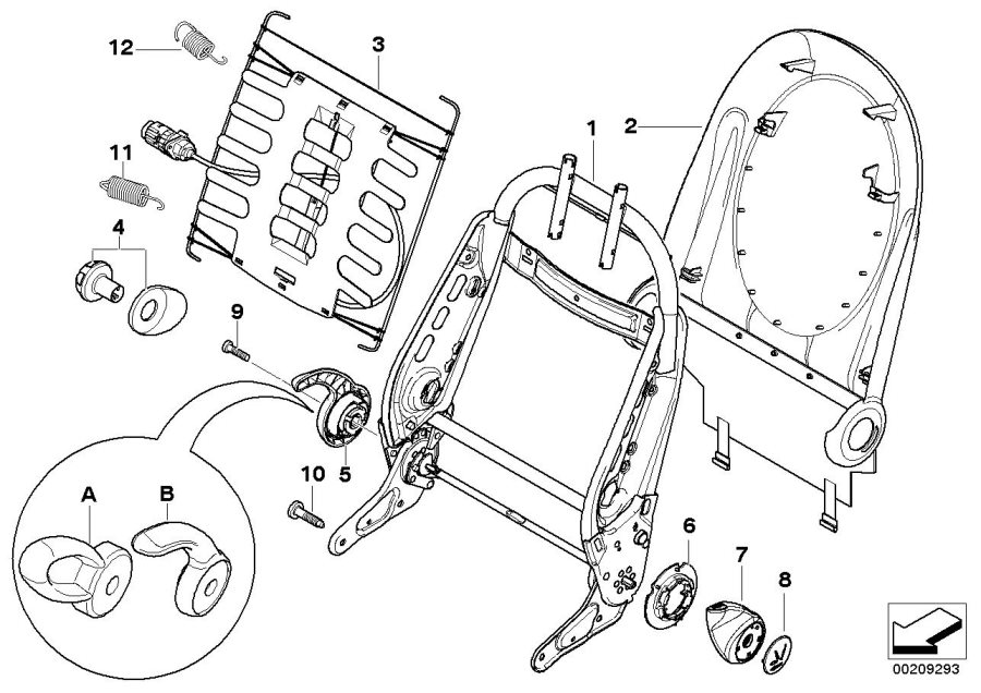 Diagram Seat, front, backrest frame for your MINI