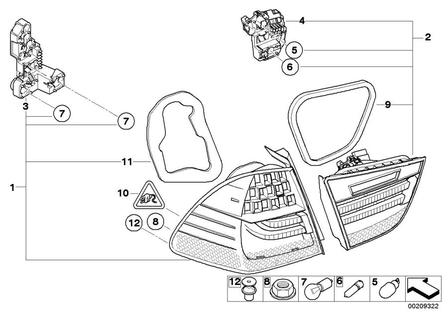 Le diagramme Feu arrière pour votre BMW