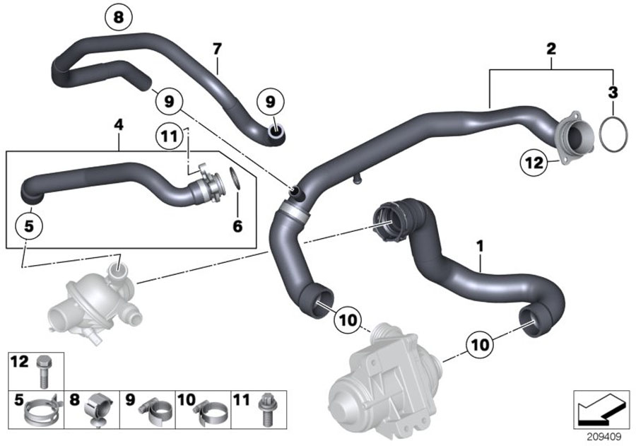 Diagram Cooling System Water Hoses for your 2016 BMW 550i   