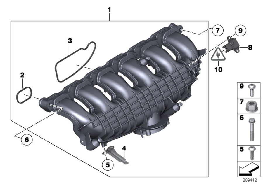 Diagram Intake manifold system for your 2016 BMW 330e   
