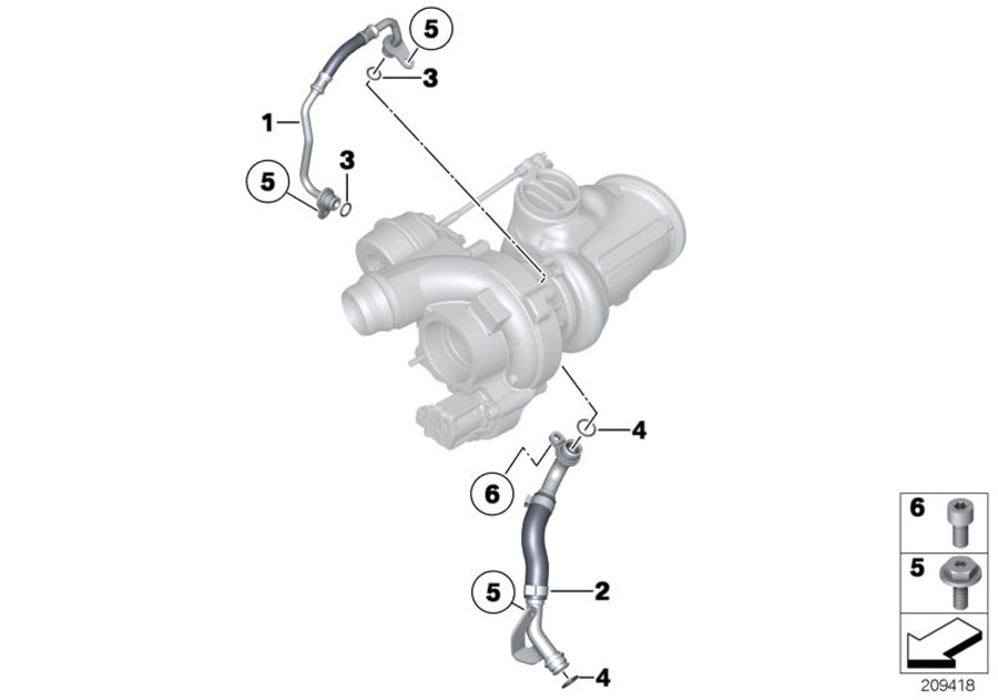 Diagram Oil supply exhaust turbocharger for your BMW