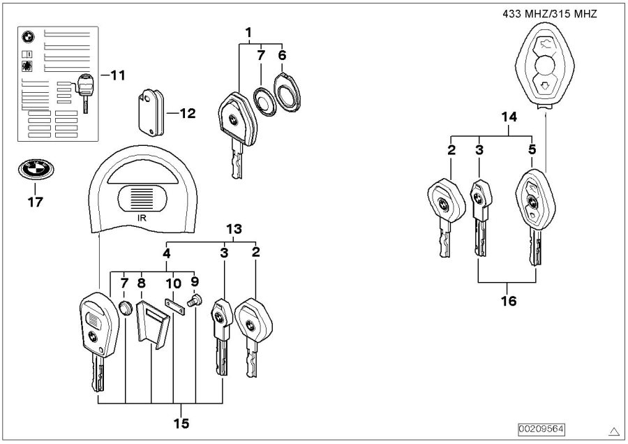 Diagram Key with accumulator battery(from 09/99) for your BMW