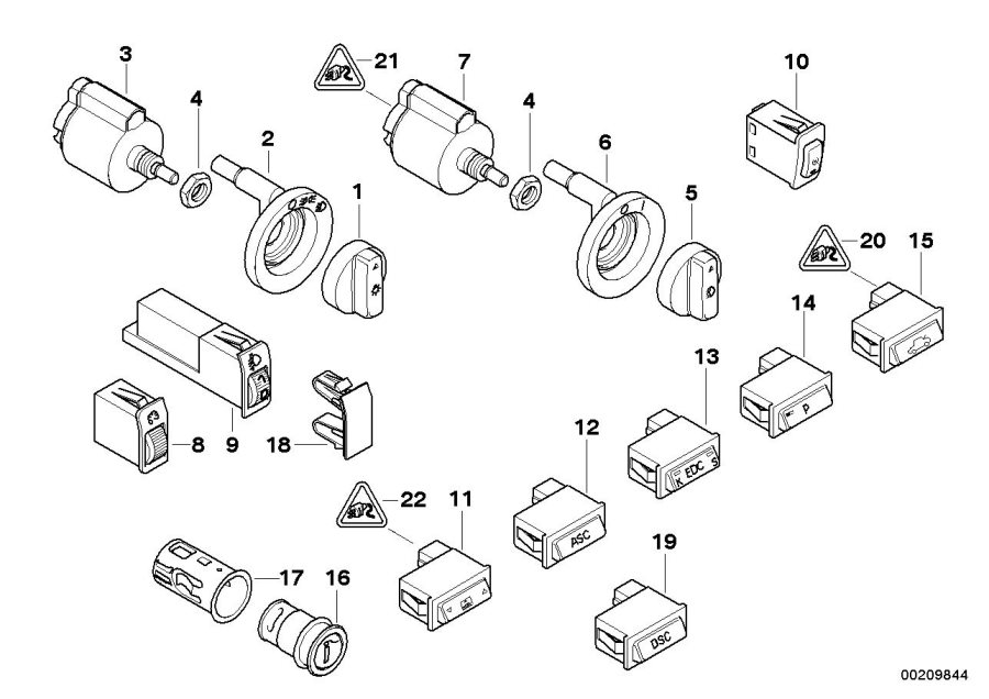 Diagram Various SWITCHES/CIGAR lighter for your 1997 BMW M3   