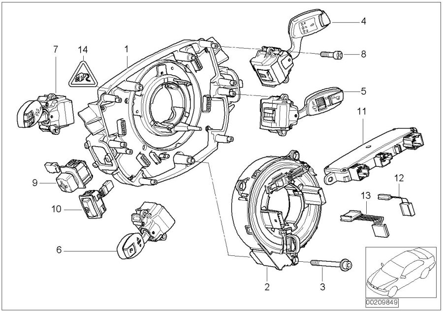 Diagram Steering column SWITCH/CONTROL unit for your 2013 BMW Hybrid 7L   