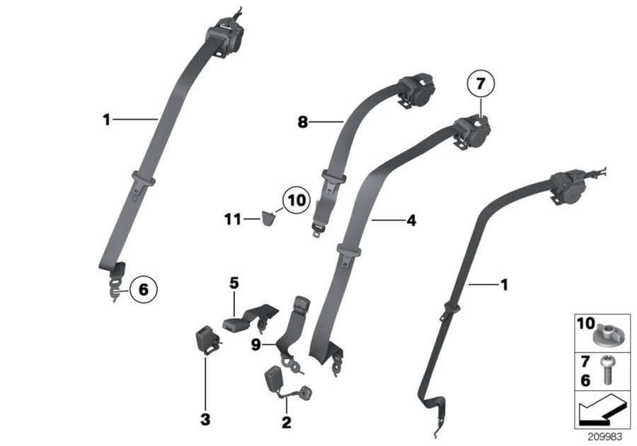 Diagram SAFETY BELT REAR for your 2023 BMW X3  30eX 