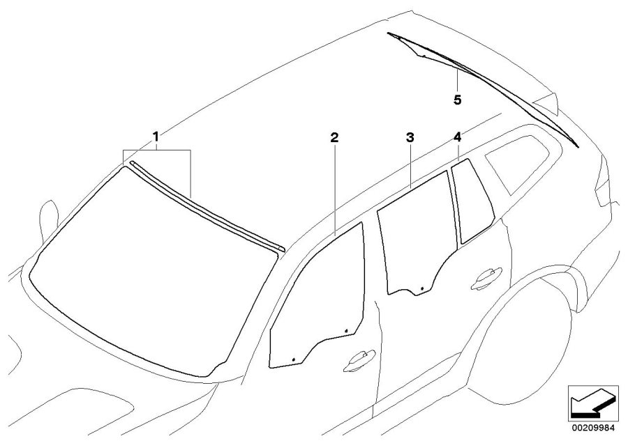 Diagram Glazing for your 2008 BMW 335i   