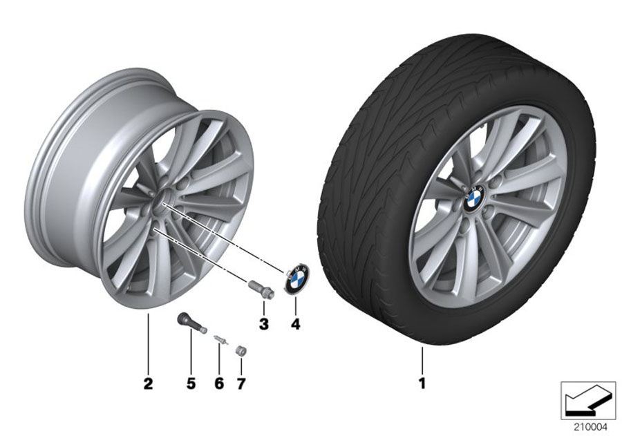 Diagram BMW LA wheel V-Spoke 236 - 17"" for your 2016 BMW 535i   