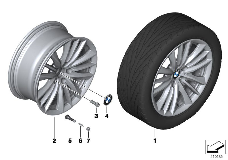 Diagram BMW LA wheel W-Spoke 332 - 19"" for your 2017 BMW M6   
