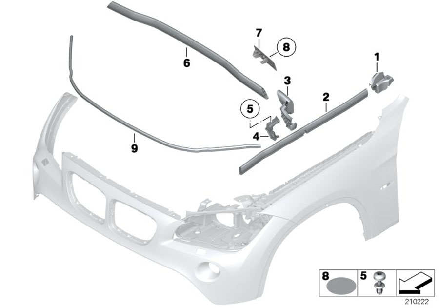 Diagram Hood seals for your 2018 BMW X5  M 