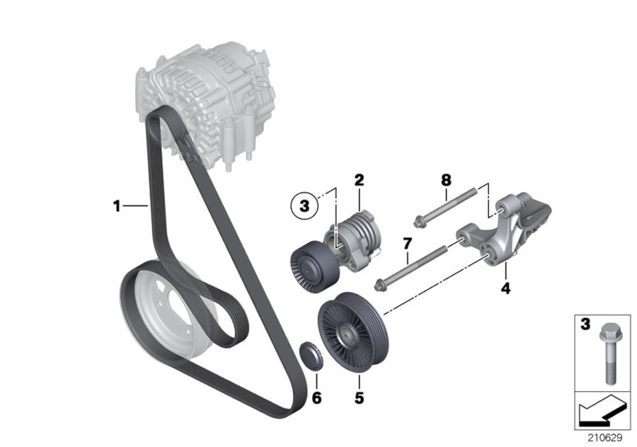 Diagram Belt Drive Water Pump/Alternator for your BMW