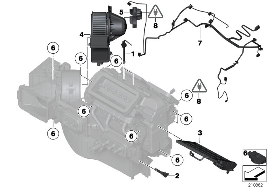 Diagram ELECTRIC PARTS FOR AC UNIT for your BMW