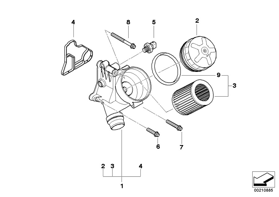 Diagram Lubrication system-oil filter for your BMW 330i  