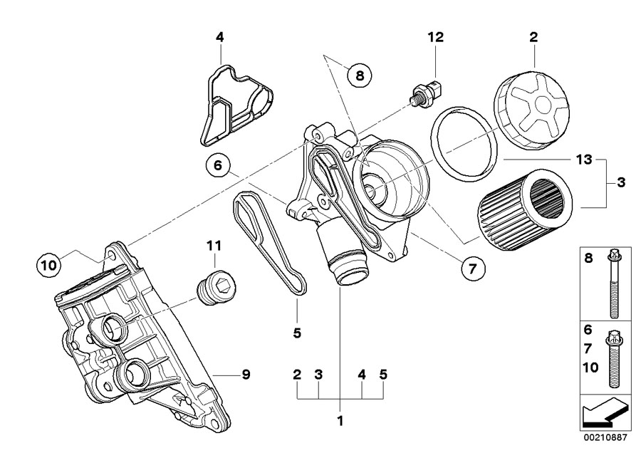 Diagram Lubrication system-oil filter for your 2010 BMW 135i Coupe  