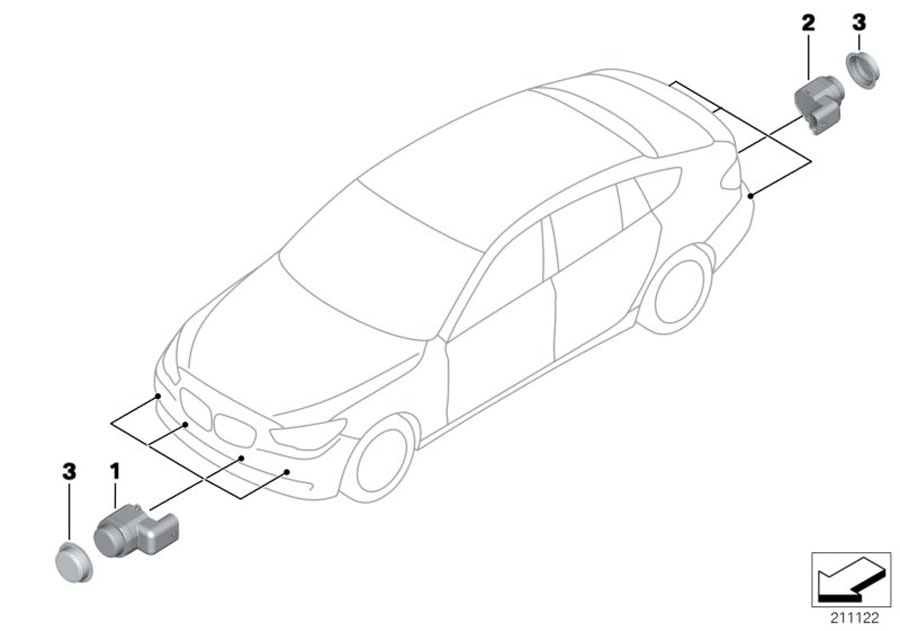 Diagram Park Distance Control (PDC) for your 2002 BMW 330i   