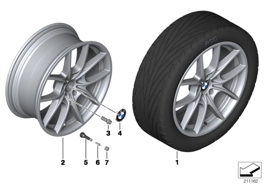 Diagram BMW LA wheel, V Spoke 356 for your 2013 BMW Hybrid 5  Sedan 