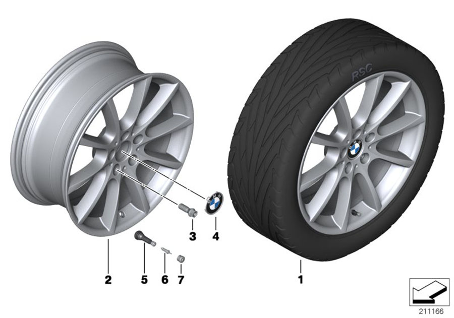 Diagram BMW LA wheel V Spoke 281 - 20" for your 2017 BMW 640i   