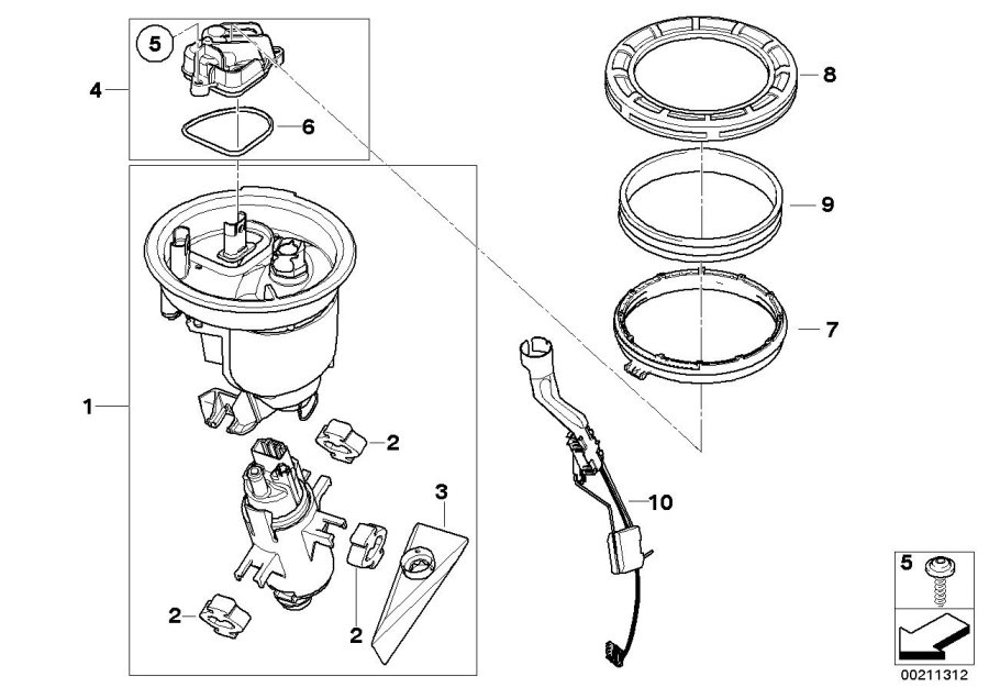 Diagram Fuel pump and fuel level sensor for your 2010 BMW G650GS   