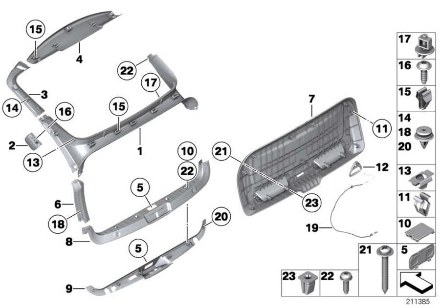 Diagram TRUNK LID TRIM PANEL for your 2010 BMW 650i   