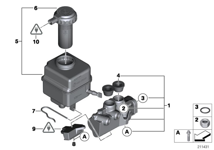 Diagram BRAKE MASTER CYLINDER/EXPANSION TANK for your BMW