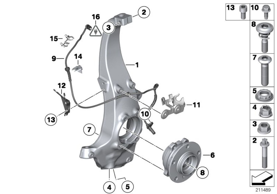 Diagram Carrier / wheel bearing, front for your BMW