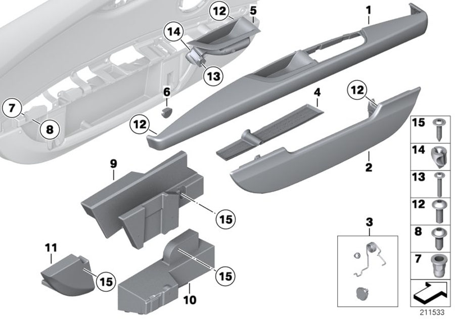 Diagram Mounting parts, door trim II for your BMW