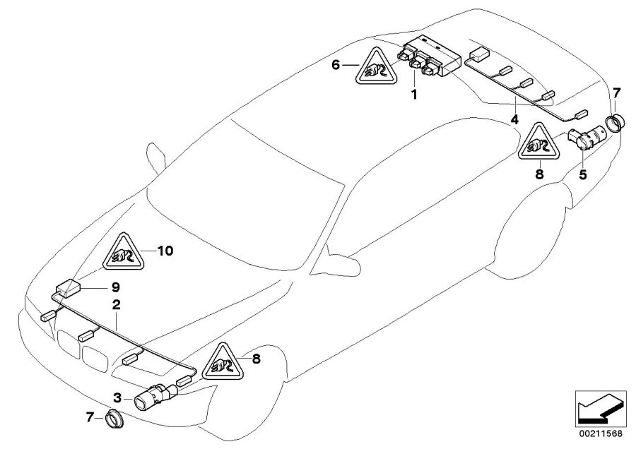 Diagram Park Distance Control (PDC) for your 2009 BMW 535xi   