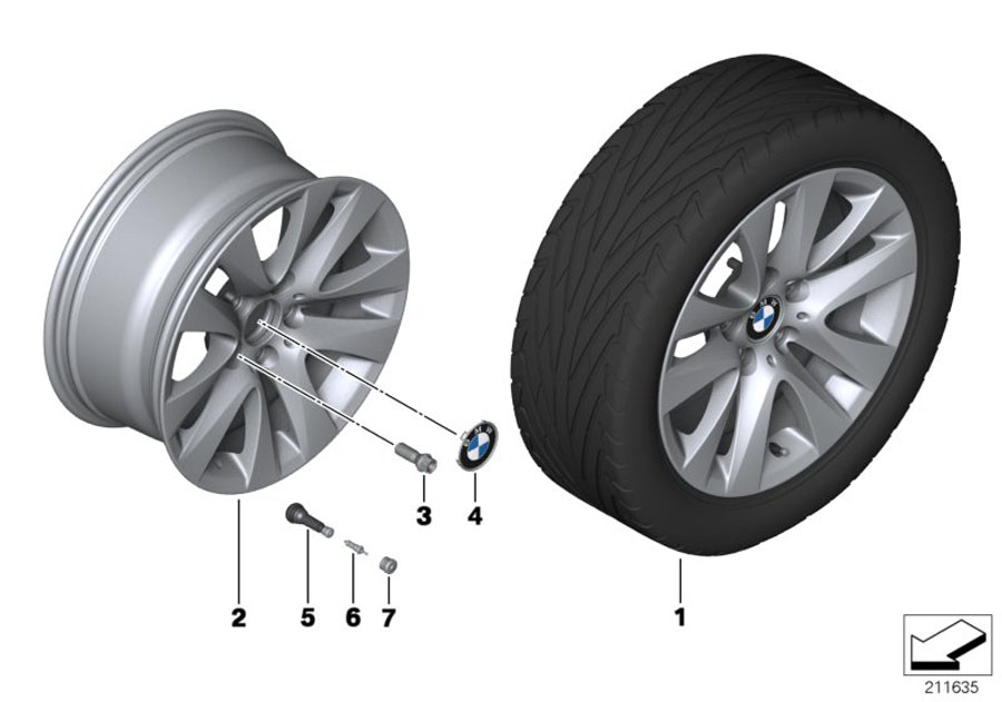 Diagram BMW LA wheel, V Spoke 338 for your BMW